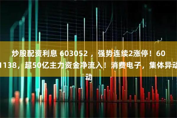 炒股配资利息 603052 ，强势连续2涨停！601138，超50亿主力资金净流入！消费电子，集体异动